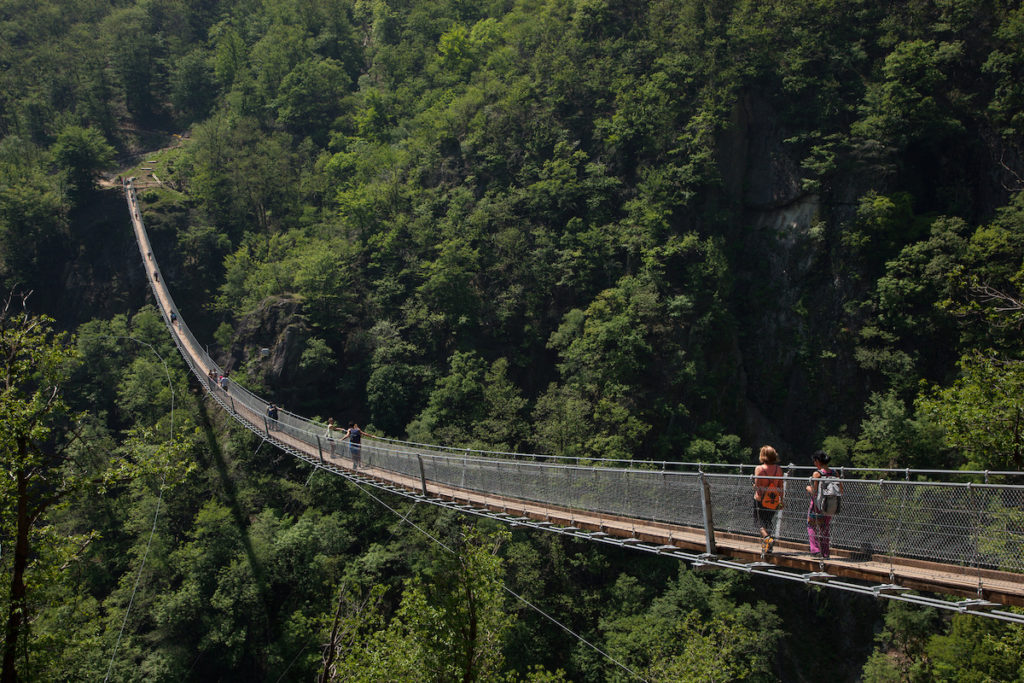 Switzerland. Ticino. Tibetan bridge. May 14, 2015.