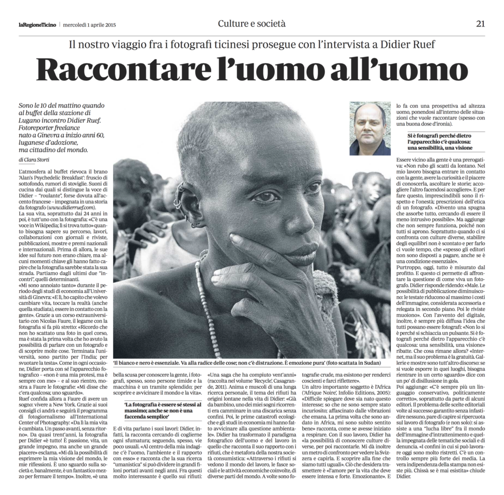 La Regione, Apri 1, 2015. Pages 21 (click image to enlarge)